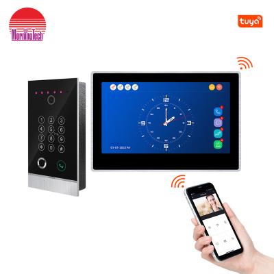 China Good Quality Smart Motion Detection 7Inch WIFI Doorbell Intercoms Alexa Visual Visual Doorbell With Fingerprint Code For Apartment for sale