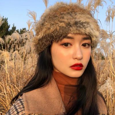 China French style Amber Rabbit Fur Hat Autumn of classic cute fashionable COMMON and winter hearing protection hat for sale