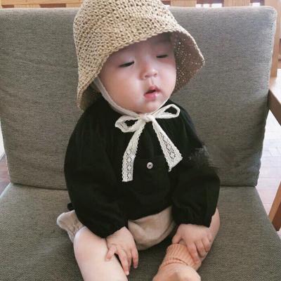 China Cute South Korean Children's Spring And Fisherman Hat Beach Kids Straw Sunshade Hat for sale