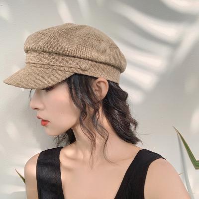 China Hat Beret Hat Checked Canvas Sportswear Peaked Flat Surface Korean Breathable Adjustable Cotton for sale