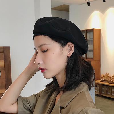 China Fashion striped judged classic pure beret hat color women cover female ladies Beanie Beret Girls for spring and autumn for sale