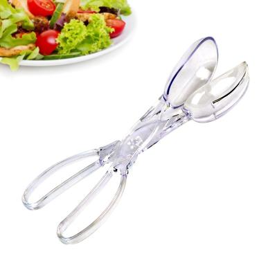 China Sustainable Plastic Transparent Scissor Shaped Salad Clip Salad Tongs for sale