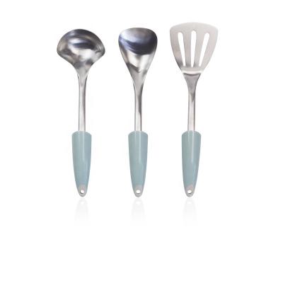 China Creative Viable Turner Stainless Steel Kitchen Utensils Set 3 Pcs Shape Spoon Soup Pocket for sale