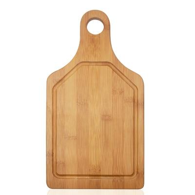 China Sustainable Natural Antimicrobial Bamboo Cutting Board with Rounded Handle Eco Friendly Cutting Plate for sale