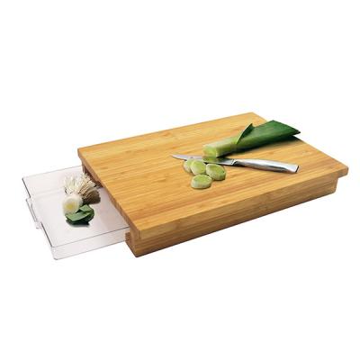 China Sustainable Kitchen Accessories Set Wooden Cutting Board With Plastic Drawer for sale