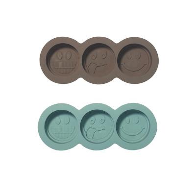 China Viable Round Silicone Ice Cream Mold 3 Different Type Smiled Funny Face Food Grade for sale