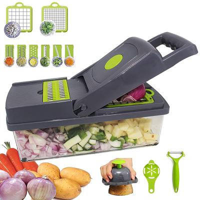 China 12 Viable in 1 Multifunctional Food Chopper Onion Cutter Vegetable Slicer Fruit Veggie Mandoline Tool Kit Kitchen Instruments for sale