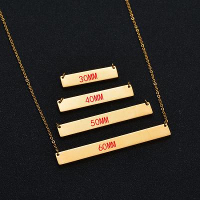 China Fashion TRENDY Jewelry Custom 3d Metal Engraved Name Stainless Steel White Gold Personalized Bar Necklace for sale