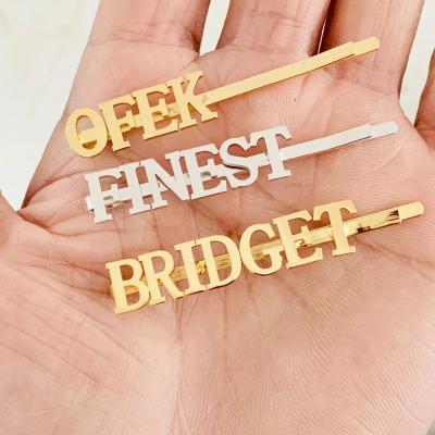 China We can engraved your logo or custom name hot sale gold stainless steel hair clips hair accessories kids hair clips mini hair clips for sale