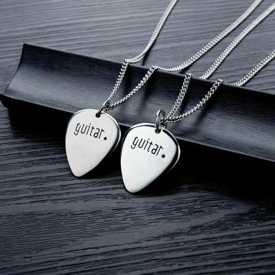 China FASHIONABLE Guitar Simple Selection Jewelry Custom Engrave Musician Stainless Steel Fashion Pendant Necklace for sale