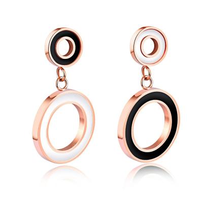 China 18k Stainless Steel Rose Gold Ladies Earring Stud Designs Fashion Stainless Steel Women Dangle Earring for sale