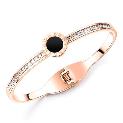 China Daily Life Europe America Hot Selling Stainless Steel Simple Zircon Woman Bracelet for sale