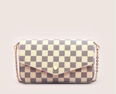 China PU Designer Monogram Brown Plaid White Plaid Clutch Bag for sale