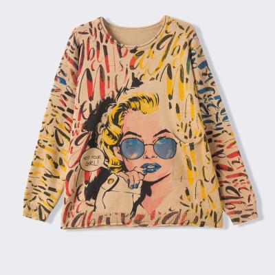 China wholesale Anti-wrinkle fashion knitted long sleeve designer vintage print coogis sweaters women custom made for sale