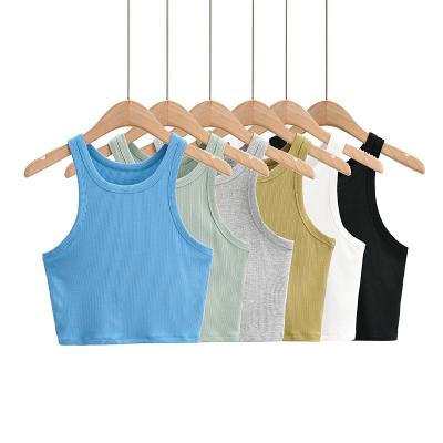 China Anti-Wrinkle Amazon Success Ladies Sexy Tight Fit Workout Sweater Vest Knit Gym Cropped Women's Tank Tops for sale