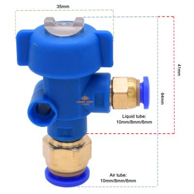 China Spray Mixing Air and Liquid 1/8 F External Mixing Blue Plastic Pneumatic Spray Fan Mist Jet Flat Spray Nozzle Mini Pressure Fine througn Mist Or Siphon for sale