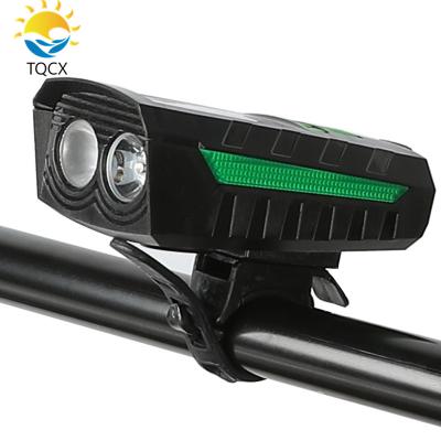 China Factory Outlet PC USB Charging LED Mountain Bicycle Projector Charging Bank Bike Front Light Horn for sale