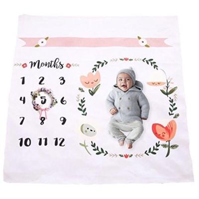 China Hot Selling Fashion Design Beautiful Photography Background Baby Newborn Infant Brop Monthly Amazon Anti-pilling Milestone Blanket for sale