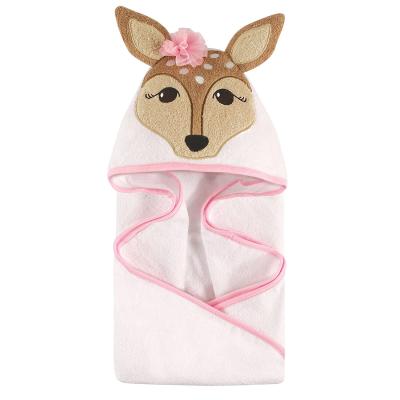 China Unisex Bamboo Animal Face Baby Sleeping Bag Cartoon Amazon Hooded Bath Towel Child Safe Fiber, Deer, One Size for sale