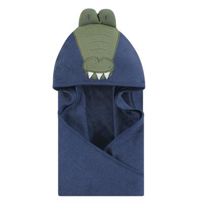 China Soft Neutral Hooded Fiber Hooded Neutral Bamboo Baby Towel Sleeping Amazon Bath Towel Baby Face Cap Animal Bath Towel, Alligator, All Size for sale