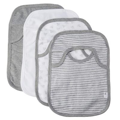 China Variety Heather Gray Cotton Baby Essentials Lap Antibacterial Shoulder Burp Bibs for sale