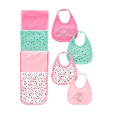 China 8-Pack of Single Machine Wash Antibacterial Low Prices Babies Burp Cloth and Bib Set for sale