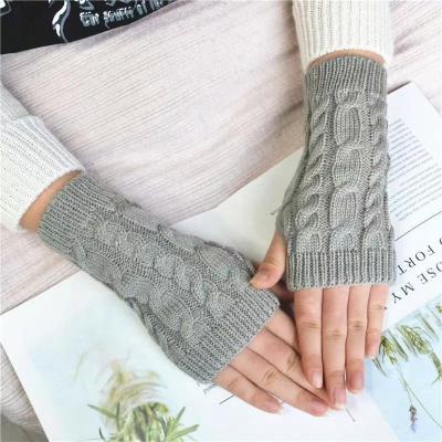 China Jacquard Hot Sell Acrylic Jacquard Knit Half Finger Gloves For Women for sale