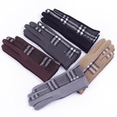 China New Design Daily Life Gloves Winter Fashion Touch Screen Splicing Thermal Gloves Plaid Fabric For Women for sale