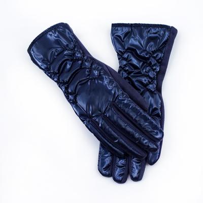 China Simple Hot Sale Gray Color Light Weight Ladies Velvet Down Cloth Gloves For Women for sale