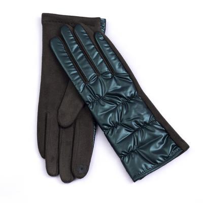 China Simple Warm Sale Red Color Winter Touch Screen Down Cloth Gloves For Women for sale