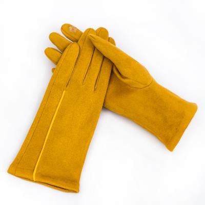 China Plain Factory Direct Outdoor Touch Screen Faux Suede Fabric Gloves For Women for sale