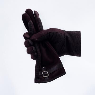 China Hot Selling Single Finger Touch Faux Suede Fancy Fabric Anti Slip Gloves For Men for sale