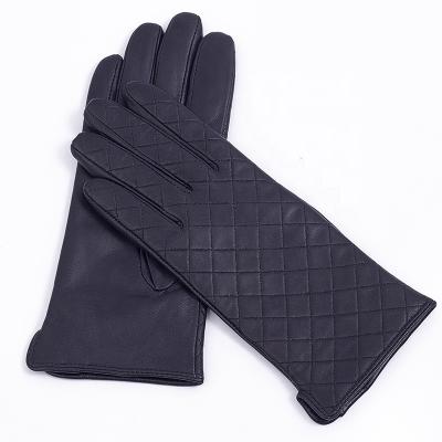 China Simple High Quality Women Winter Leather Gloves Soft Sheep Leather Gloves for sale