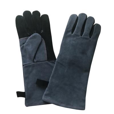 China Heat Resistant Leather Heat Resistant Gloves Oven Mittens Cow Split Leather Comfortable BBQ Grill Working Electric Welding Gloves for sale