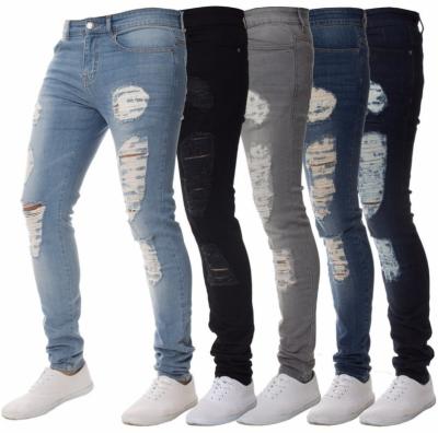 China New Viable Mens Denim Tight Worn Gaiters Mens Solid Color Jeans for sale