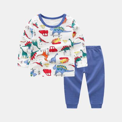 China Cotton boy casual comfortable underwear set children's autumn clothing long pants boy pajamas color dinosaur home underwear for sale