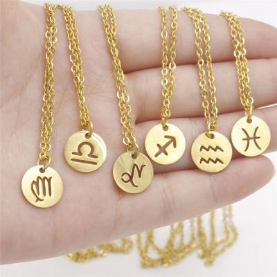 China New Arrival Fashionable Wholesale Stainless Steel Star Zodiac Sign Necklaces Women 12 Zodiac Necklace for sale