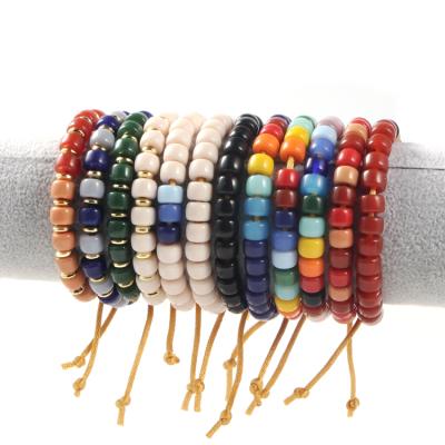 China BOHEMIA Beads Bracelets Strong Beads Loose Opaque Multi Stone Bracelets Wholesale BOHEMIA Beads Elastic Jewelry Bangle DIY for sale