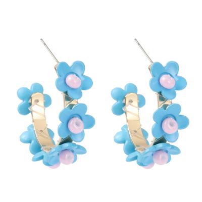 China Wholesale BOHEMIA In Full Bloom Circle Earrings With Enamel Beads Flower Tile Earrings For Women for sale