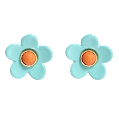 China Cute Enameled Rainbow Cherry Blossoms Flower Stud Earrings BOHEMIA For Women Flower Earrings Female Jewelry for sale