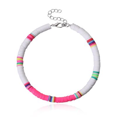 China BOHEMIA Hot Fashion Colorful Polymer Clay Disc Anklet 6mm Handmade Anklet 6mm Adjustable Beach Chain Anklet for sale