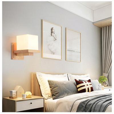 China Nordic Modern Staircase Lamp Bedside Lamp Bedroom Wind Solid Wood Wall Lamp for sale