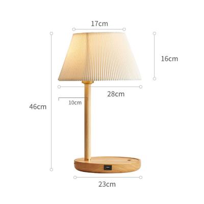 China Modern Simple Wireless Mobile Phone Desk Lamp Solid Wood Frame Rechargeable Table Lamp Wooden for sale