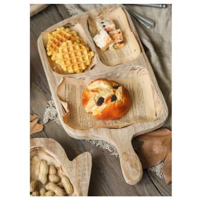 China Retro Kitchen Dish Fruit Plate Wooden Serving Solid Wood Tray for sale