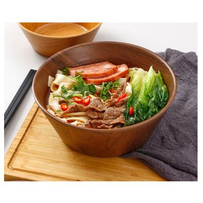 China Minimalist Wood Grain Lamian Noodle Rolls Large Vegetable Salad Wooden Bowl Drop-Resistant for sale