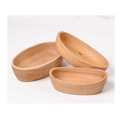 China Minimalist Fruit Boat Shape Multi-size Wooden Vegetable Salad Bowl Wooden Bowl for sale