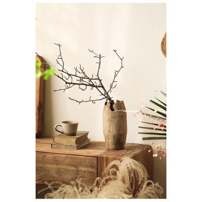 China Eco-Friendly Hand-Polished Solid Wood Antique Wooden Bucket Table Vase for sale