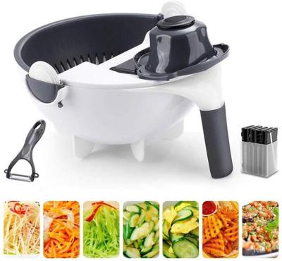 China Amazon Viable Hot Sale 9 in 1 Vegetable Slicer Onion Cleaver with Container Vegetable Cutter Mandoline Slicer for sale