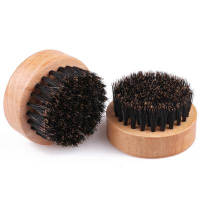 China Shaving Brush Wholesale Private Label Best Selling Round Wooden Beech Boar Bristle Beard Brush For Men for sale