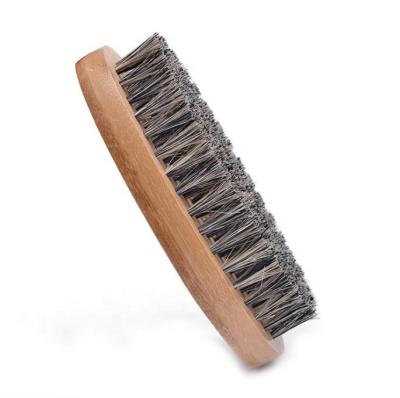 China Custom Logo Beech Wood Shaving Brush 100% Natural Wood Boar Stiffen Brown Wooden Beard Brush For Men for sale